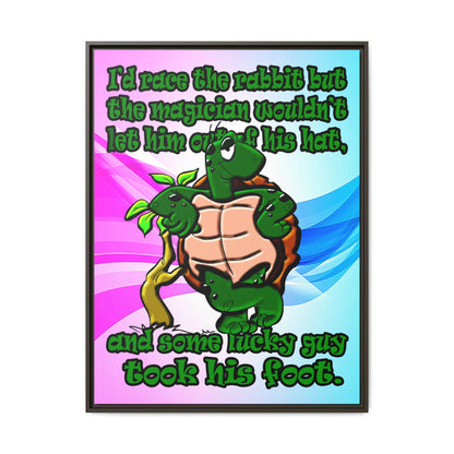 turtle race - framed canvas art (light blue-pink wave)
