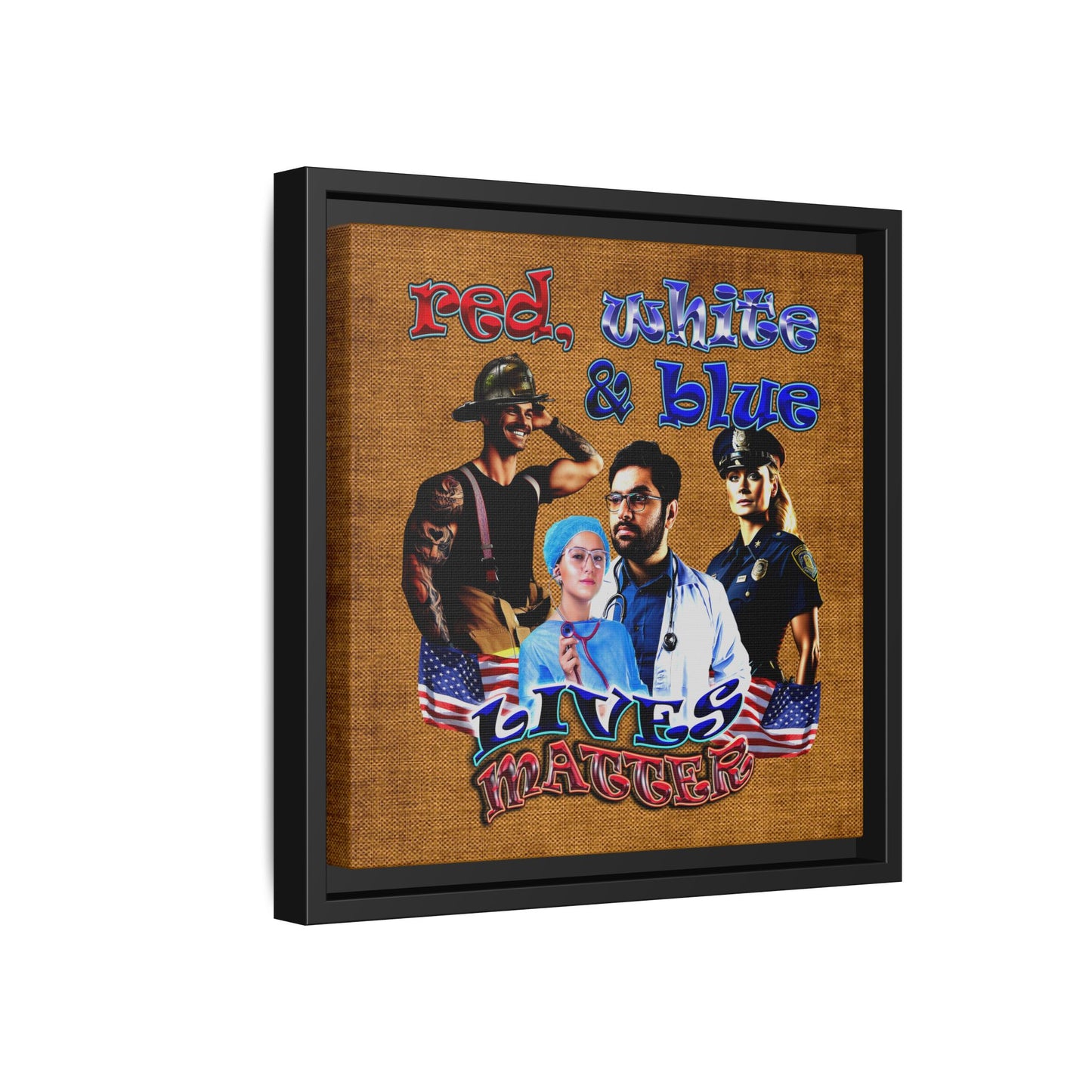 rw&b lives matter - framed canvas art (brown papyrus)