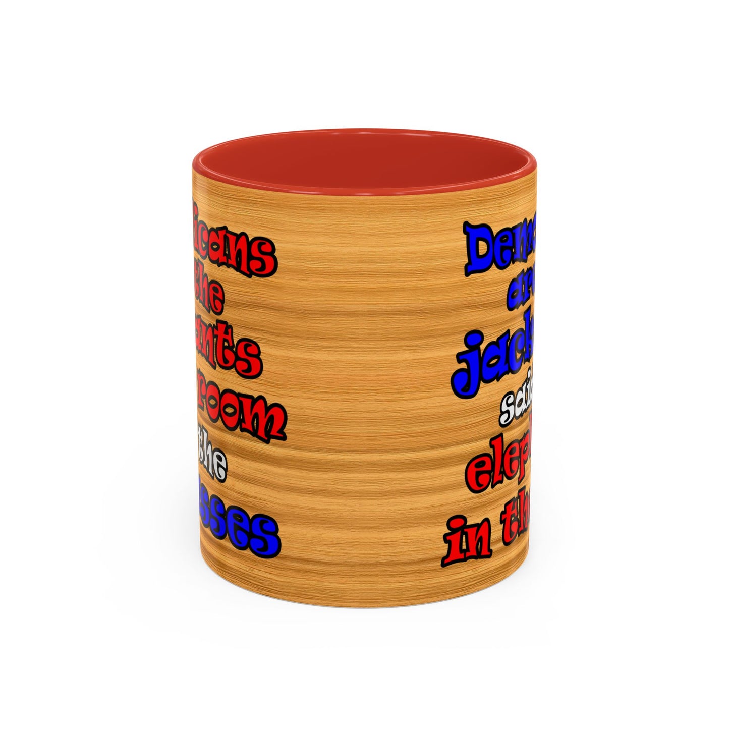 donkeys and elephants - Accent Mug (butterscotch wood finish)