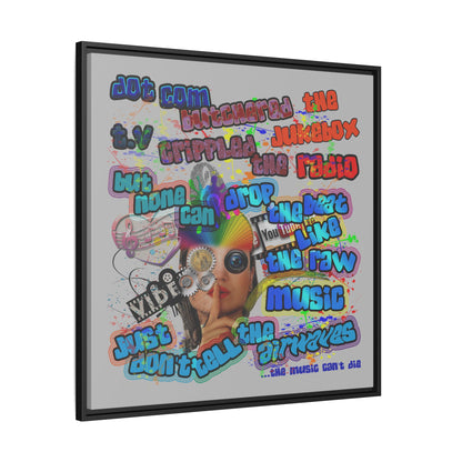 drop the beat - framed canvas art (light grey)
