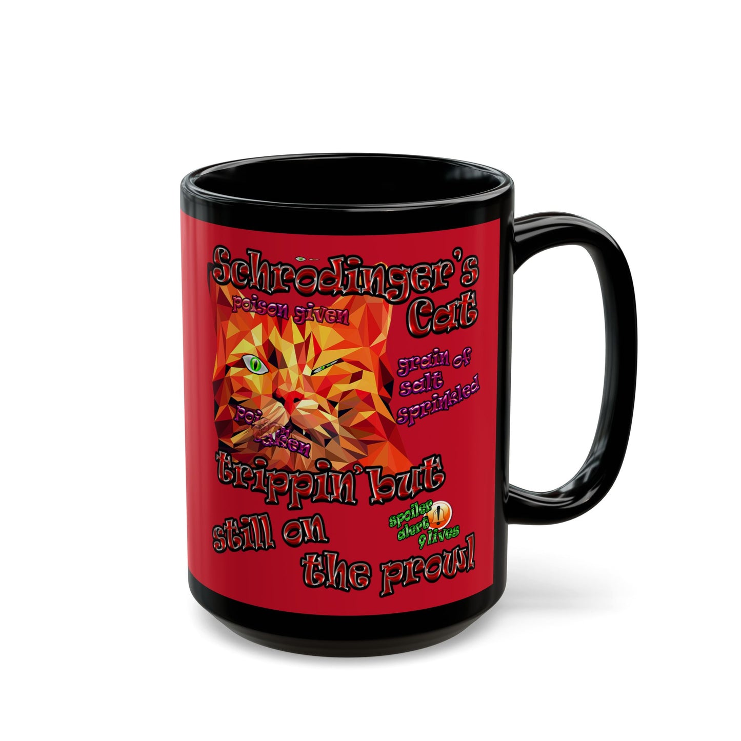 schrodinger's cat - Black Mug (dark red)