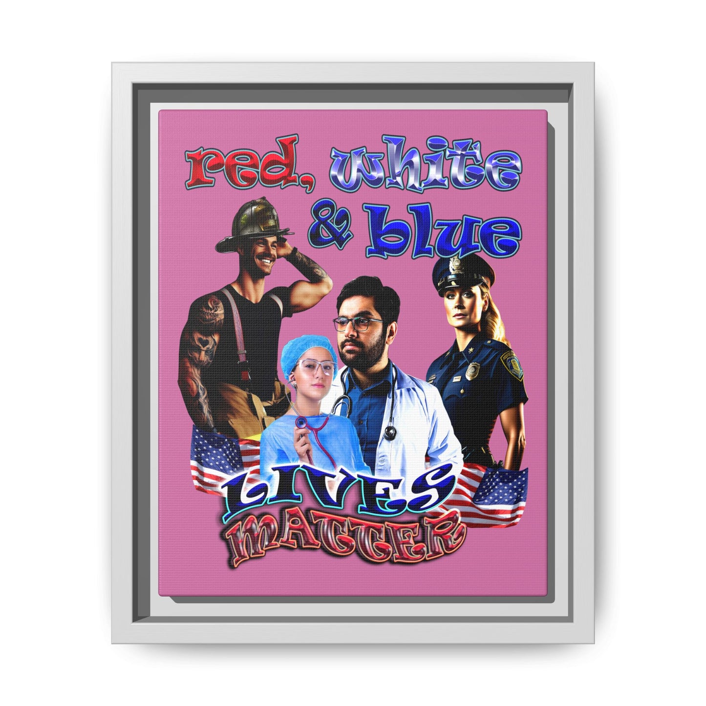 rw&b lives matter - framed canvas art (light pink)