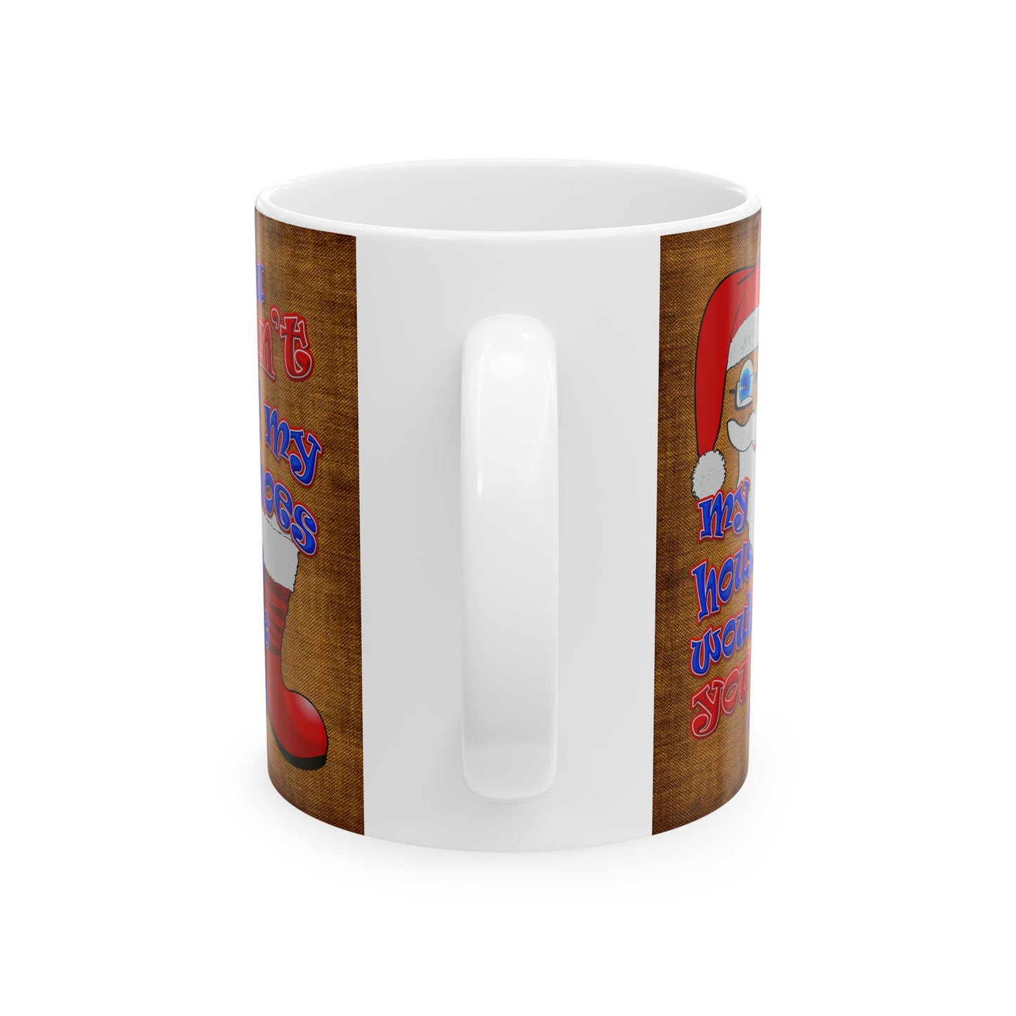 santa's shoes - White Mug (brown papyrus)