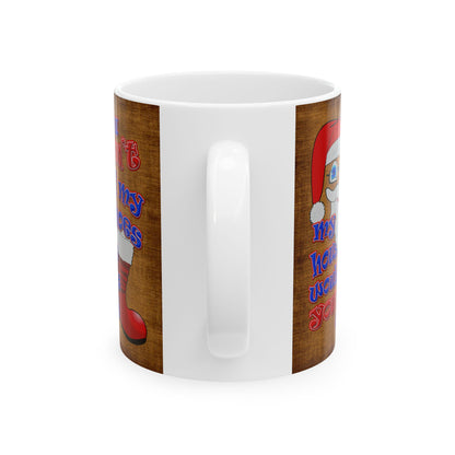 santa's shoes - White Mug (brown papyrus)