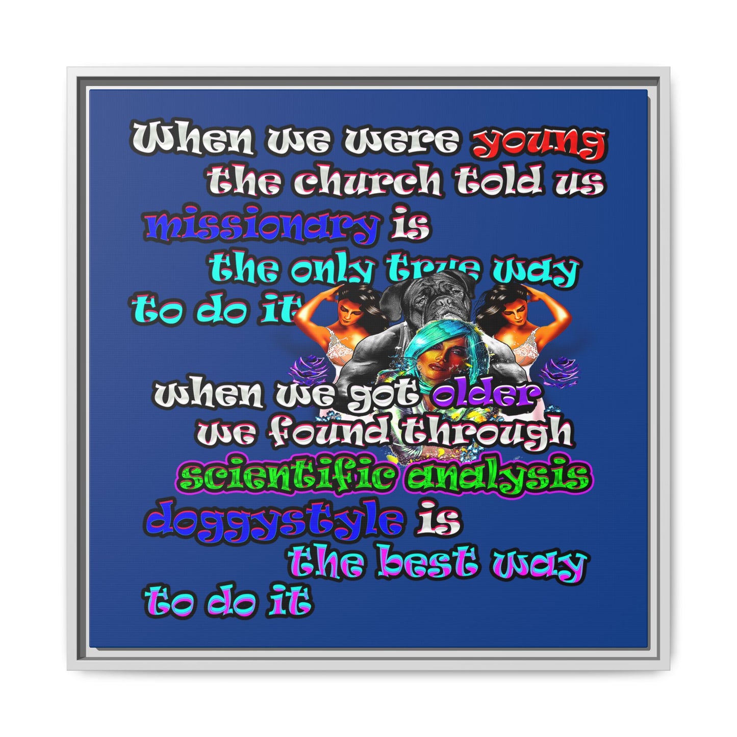 doggystyle - framed canvas art (dark blue)