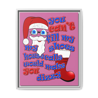 santa's shoes - framed canvas art (light pink)