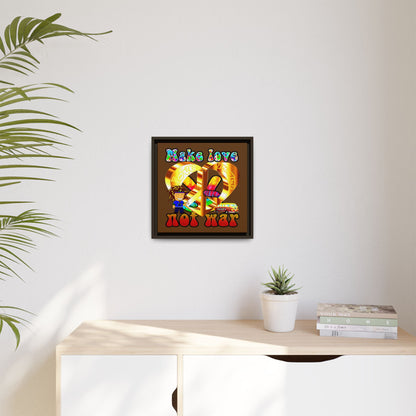 love peace - framed canvas art (brown)