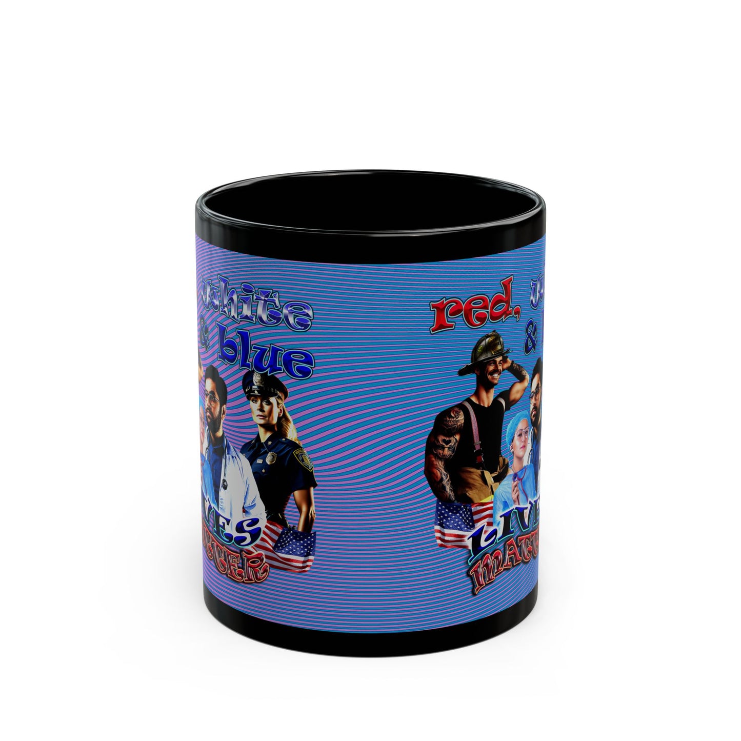 rw&b lives matter - Black Mug (light blue-purple wave)