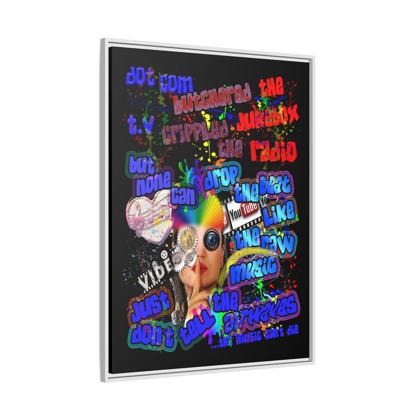 drop the beat - framed canvas art (black)