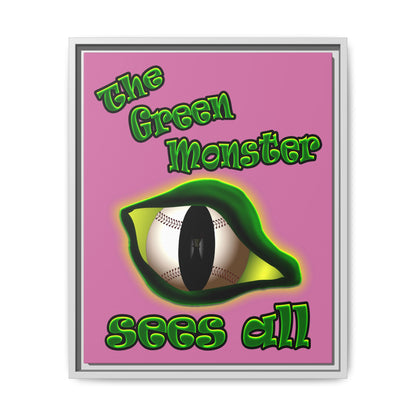 green monster - framed canvas art (light pink)