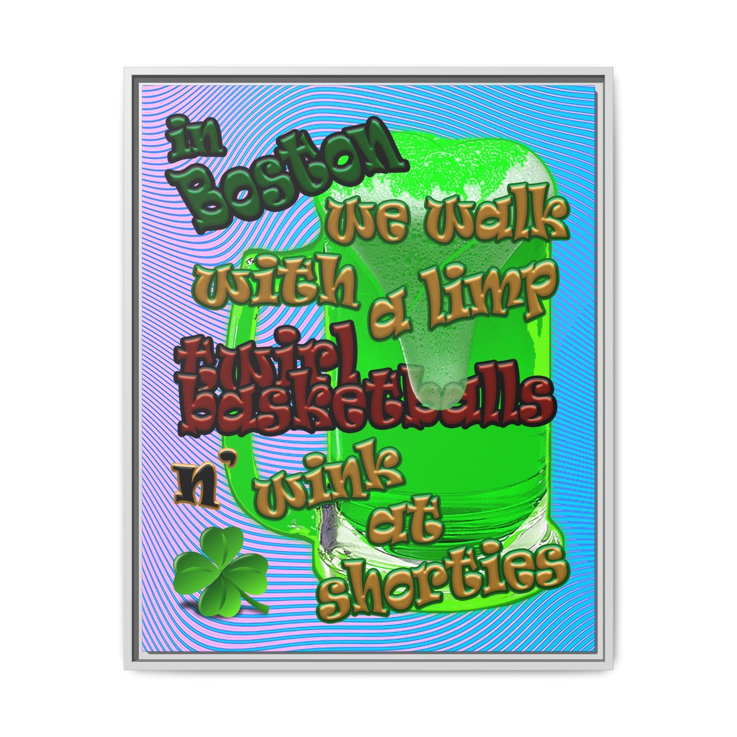 celtics logo - framed canvas art (light blue-purple wave)