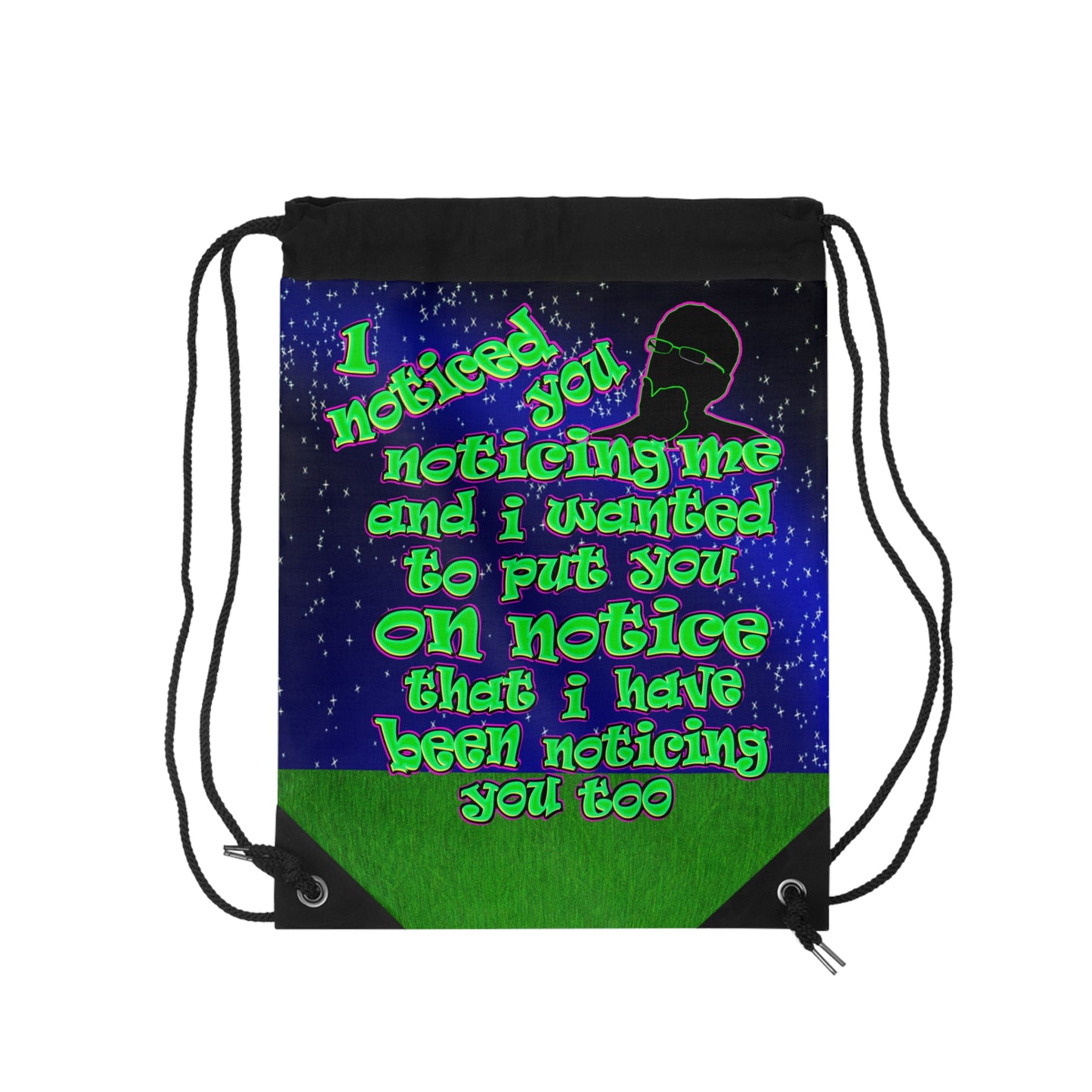 noticed you noticing - Drawstring Bag ('snoops' background)