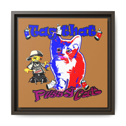 tag that - framed canvas art (light brown)