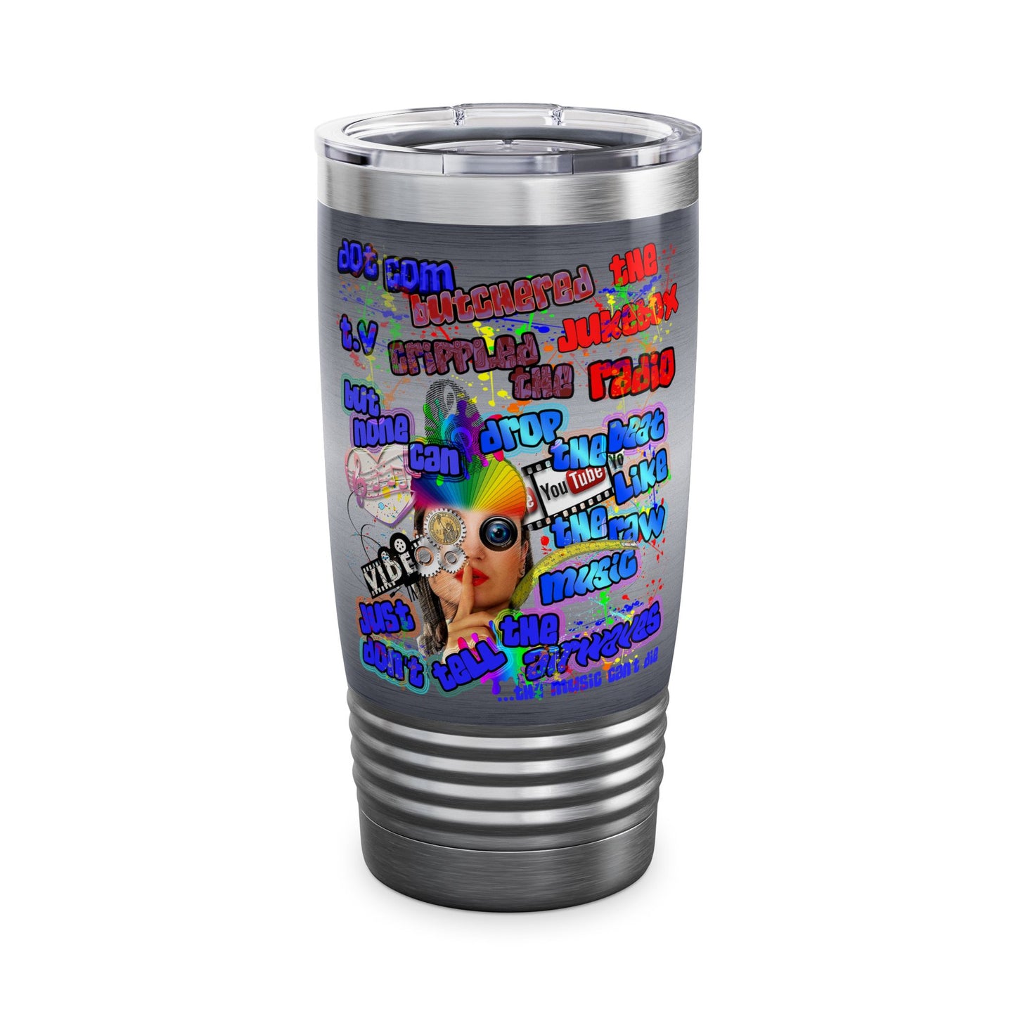 drop the beat - Ringneck Tumbler, 20oz  (brushed nickel)