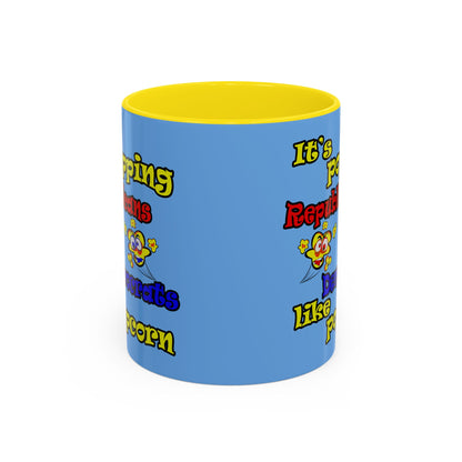 popping like popcorn - Accent Mug (light blue)