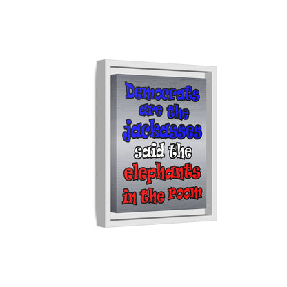 donkeys and elephants - framed canvas art (brushed nickel)