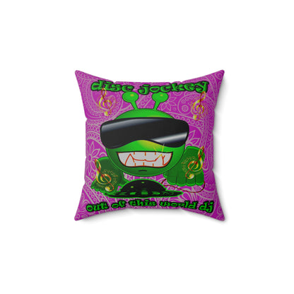 disc jockey - Spun Polyester Square Pillow - (pink swirl)