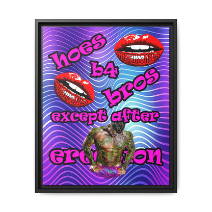 hoes b4 bros - framed canvas art (purple wave)
