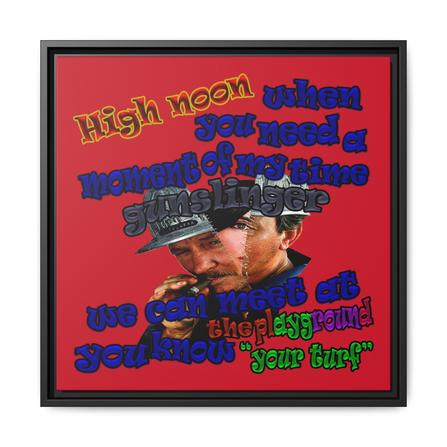 high noon - framed canvas art (dark red)