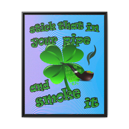 stick that in your pipe and smoke it - framed canvas art (light blue-purple wave)