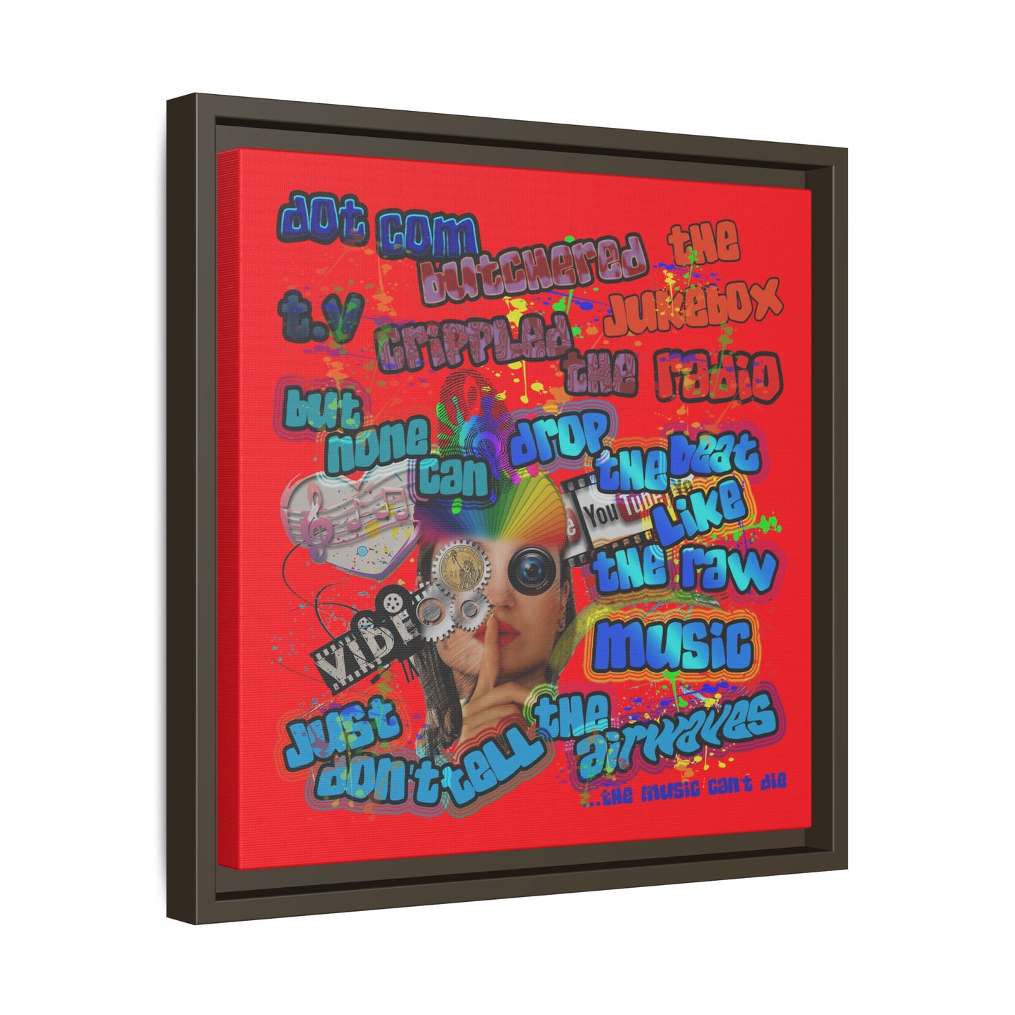 drop the beat - framed canvas art (red)