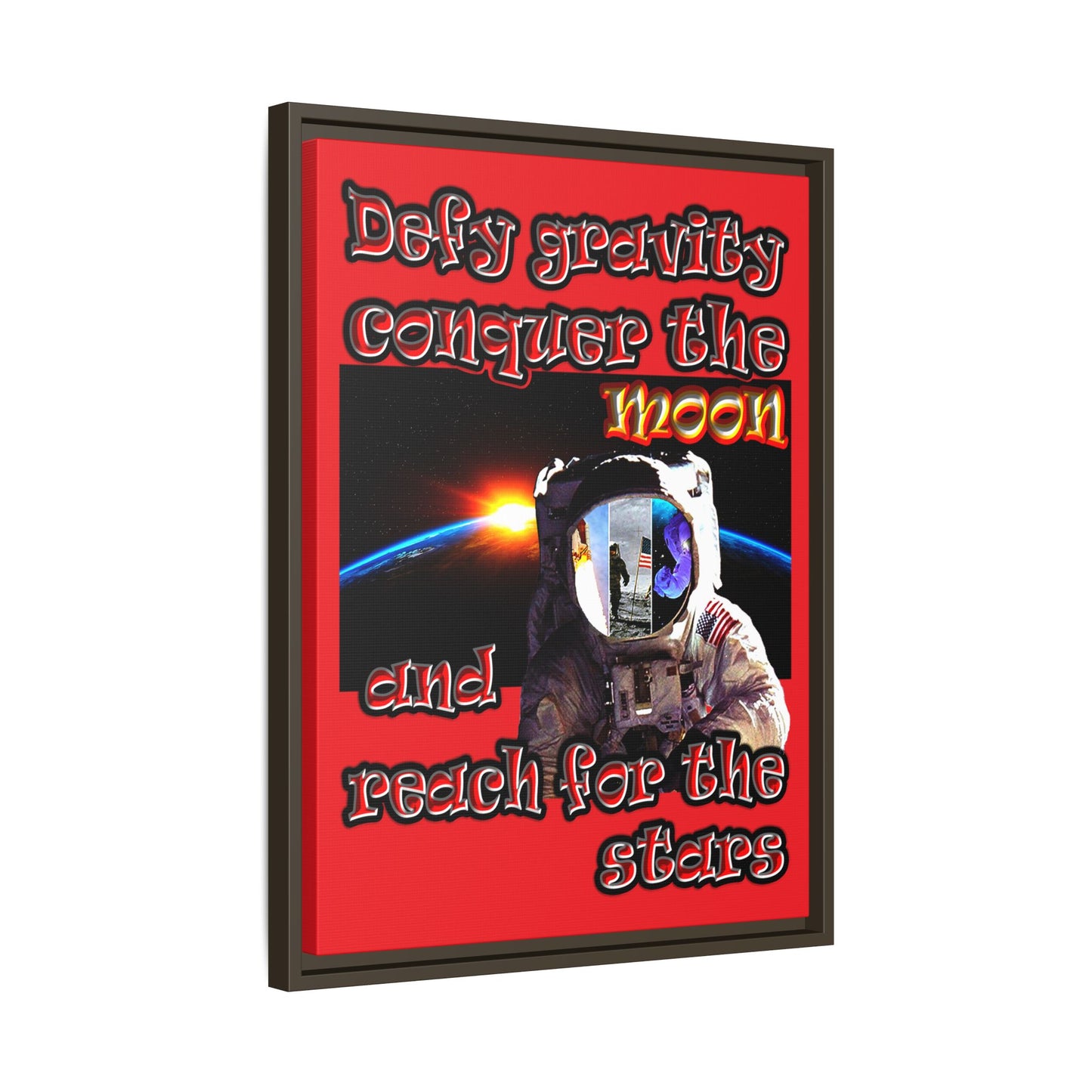 defy conquer reach - framed canvas art (red)