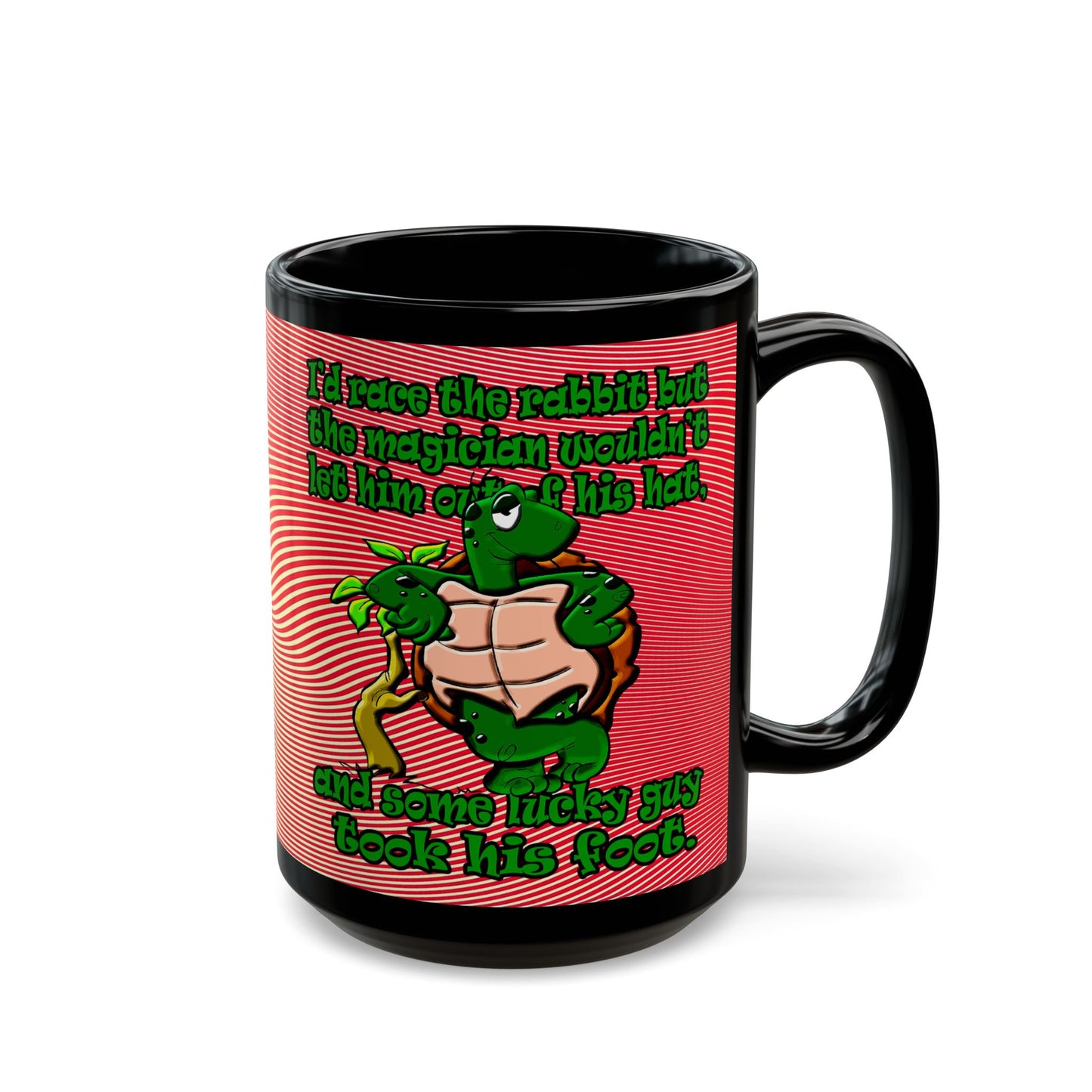 turtle race - Black Mug (yellow-orange wave)