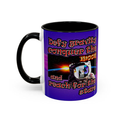 defy conquer reach - Accent Mug (purple-pink wave)