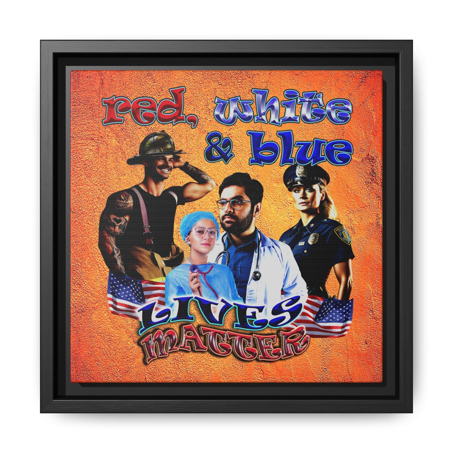 rw&b lives matter - framed canvas art (burnt orange)