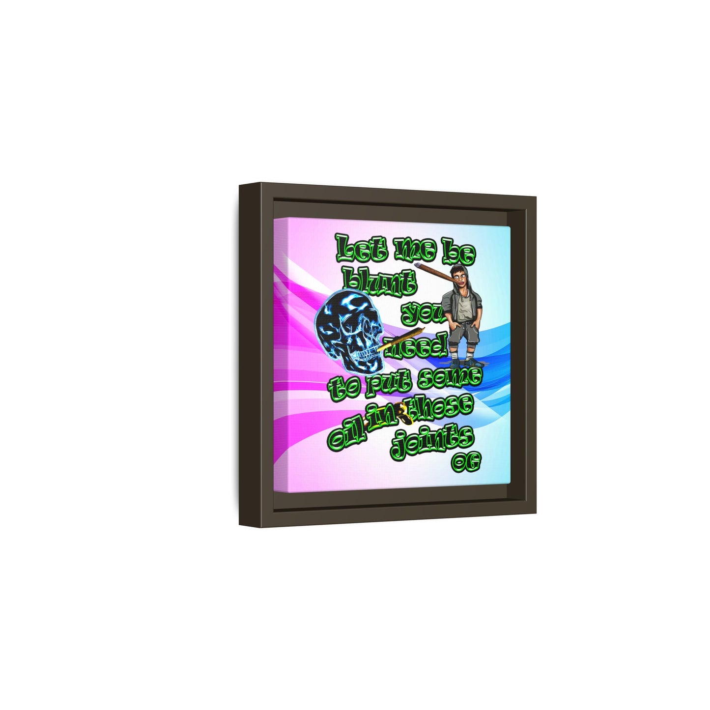 og - framed canvas art (light blue-pink wave)