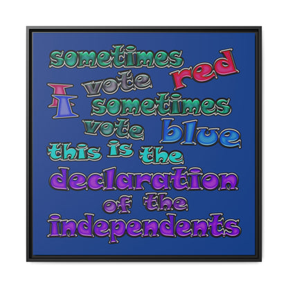 declaration of the independents - framed canvas art (dark blue)