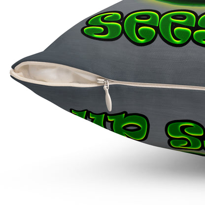 green monster - Spun Polyester Square Pillow - (grey-light grey)