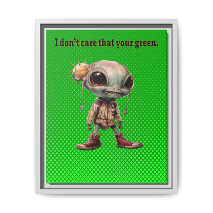 I don't care that your green - framed canvas art (logo green)