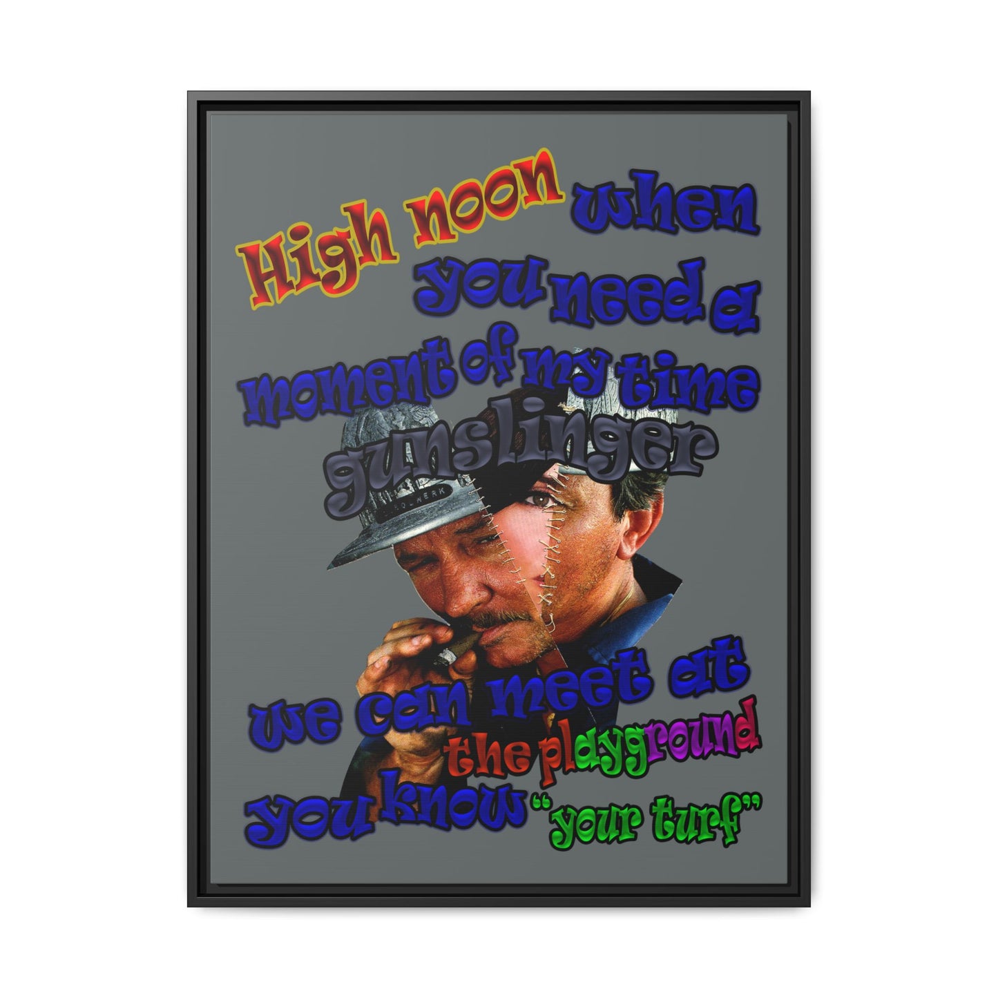 high noon - framed canvas art (dark grey)