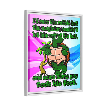 turtle race - framed canvas art (light blue-pink wave)