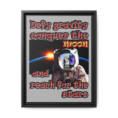defy conquer reach - framed canvas art (light grey)