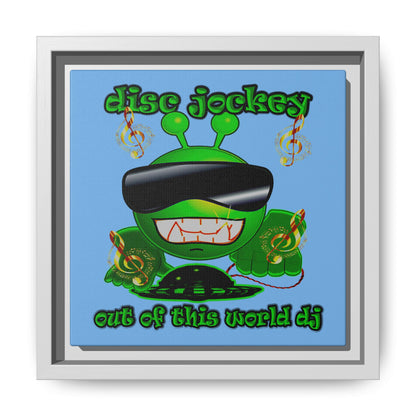 disc jockey - framed canvas art (light blue)