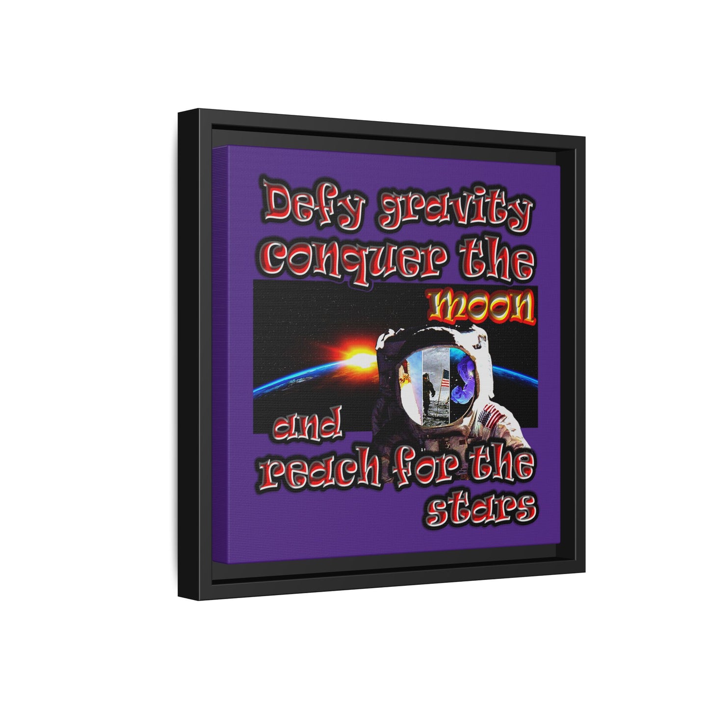 defy conquer reach - framed canvas art (purple)