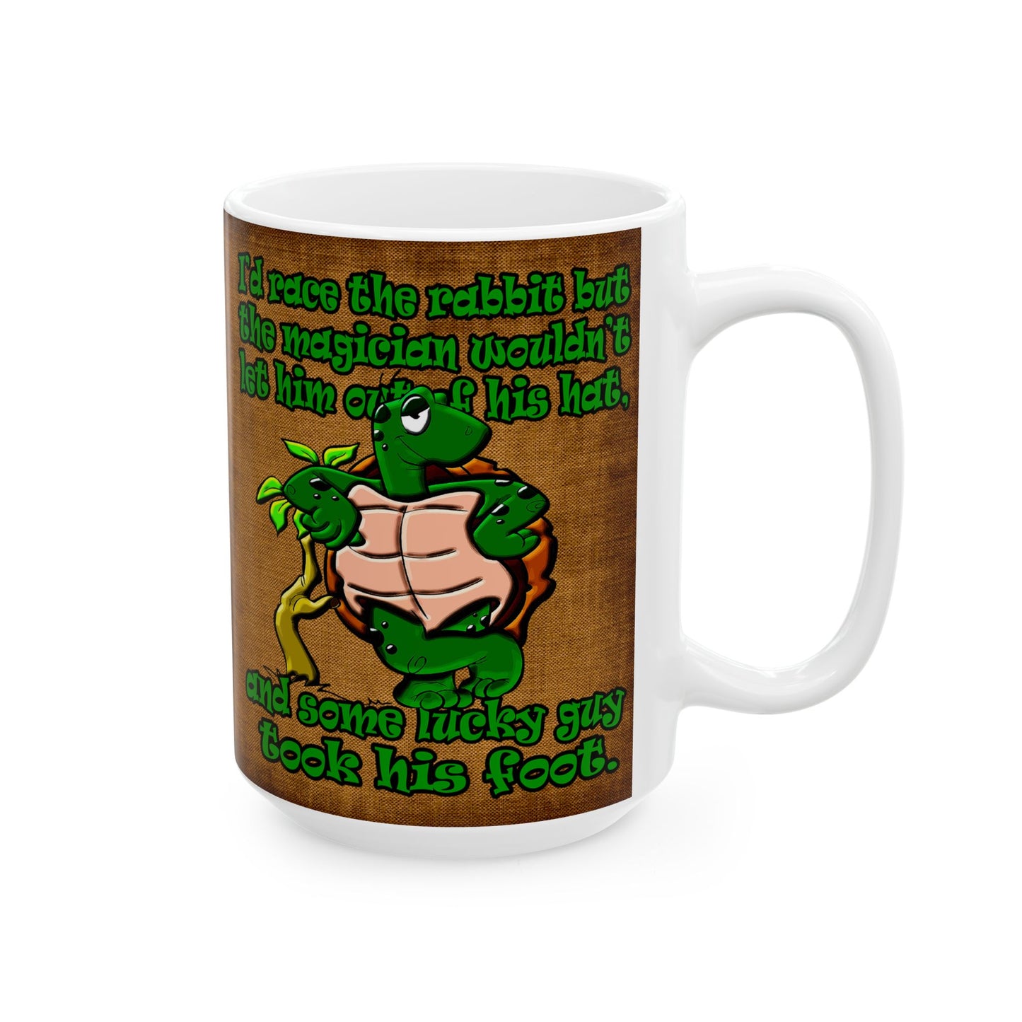 turtle race - White Mug (brown papyrus)