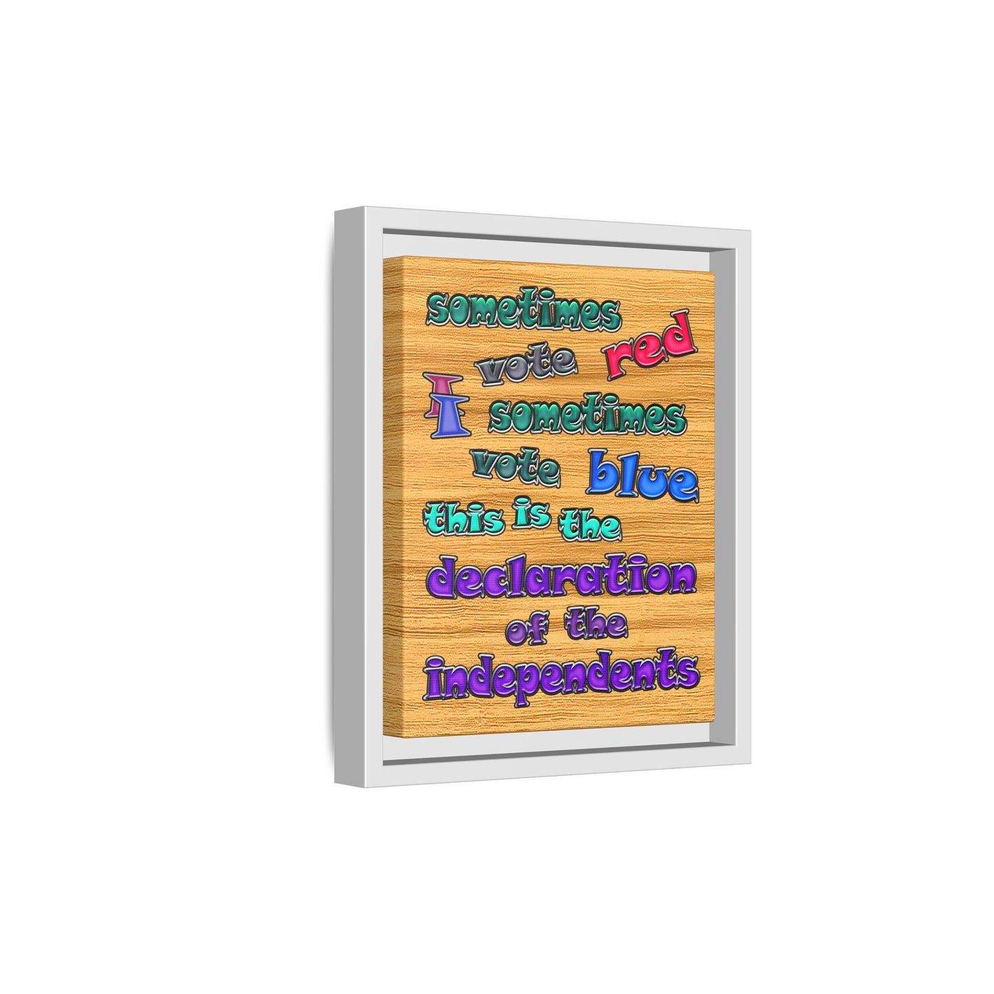 declaration of the independents - framed canvas art (butterscotch wood finish)