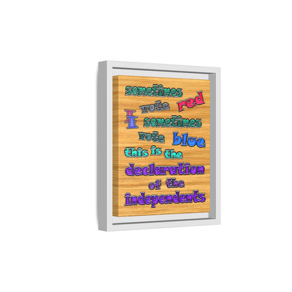 declaration of the independents - framed canvas art (butterscotch wood finish)