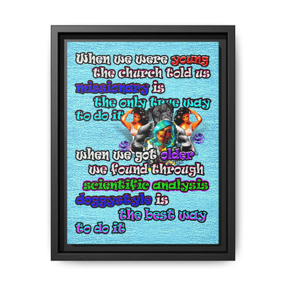 doggystyle - framed canvas art (faded blue)