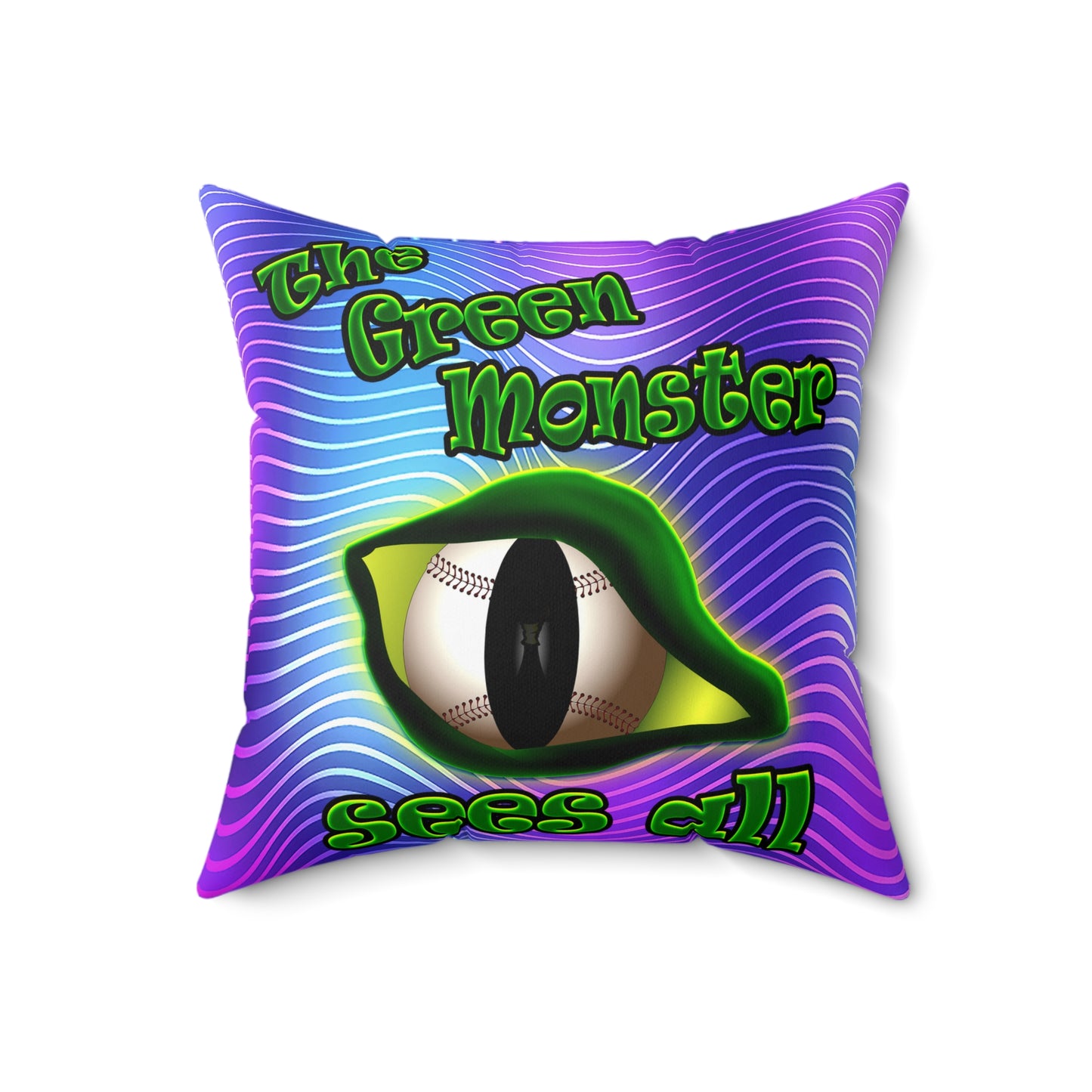 green monster - Spun Polyester Square Pillow - (purple wave)