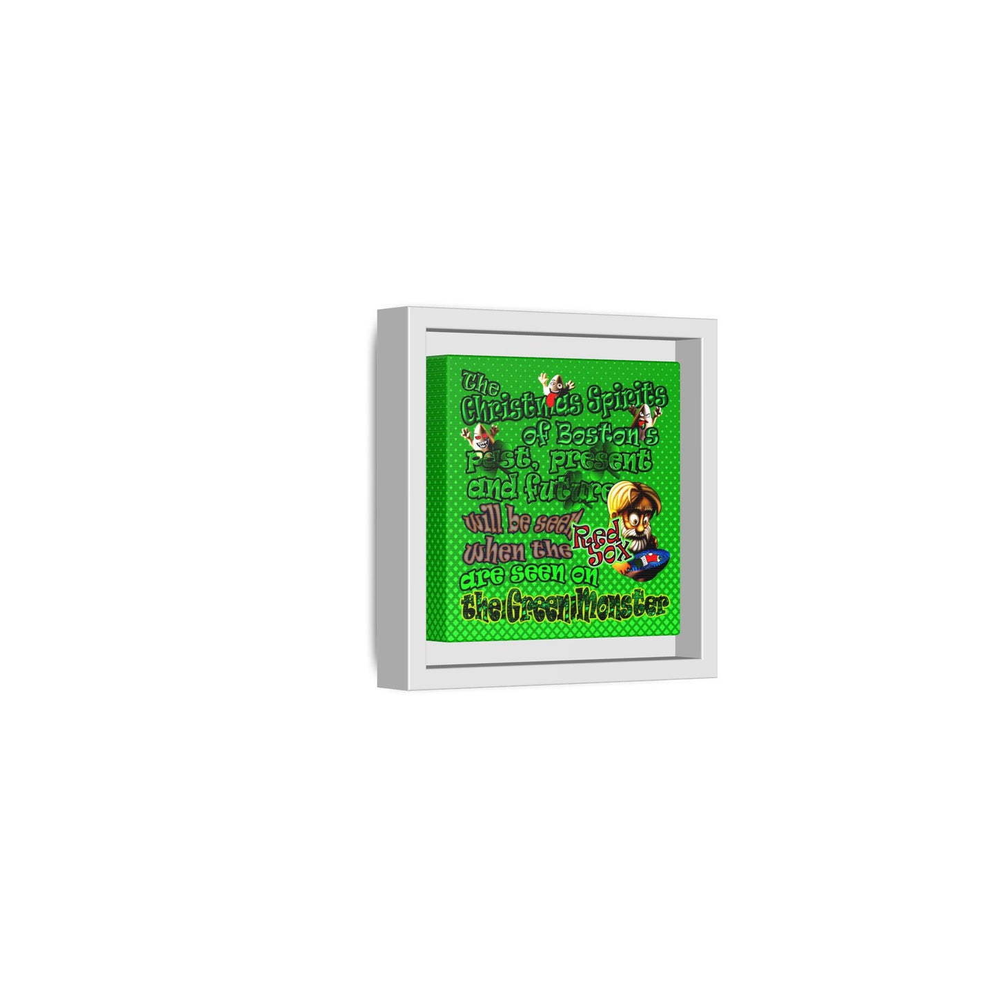 christmas spirits of boston - framed canvas art (logo green)