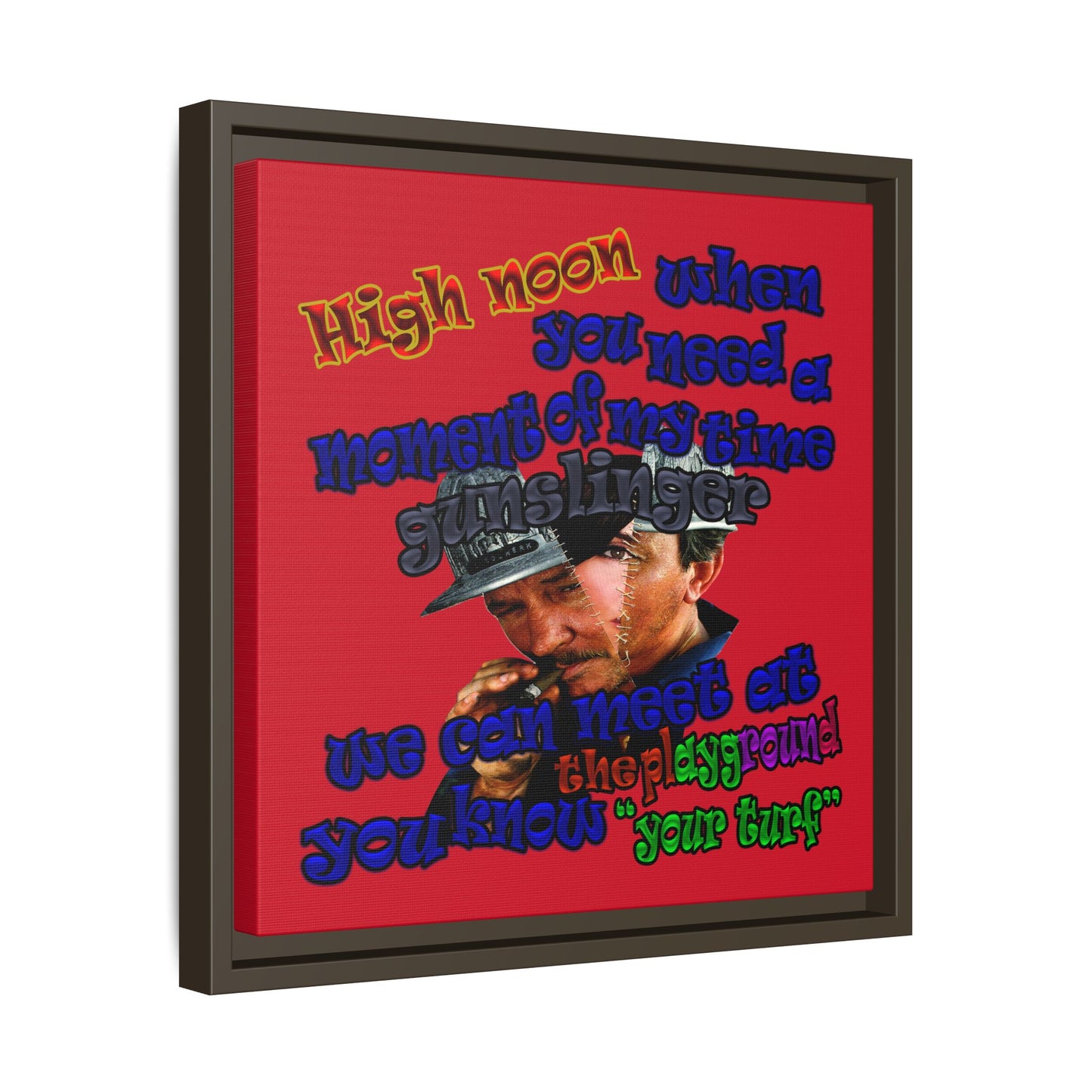 high noon - framed canvas art (dark red)