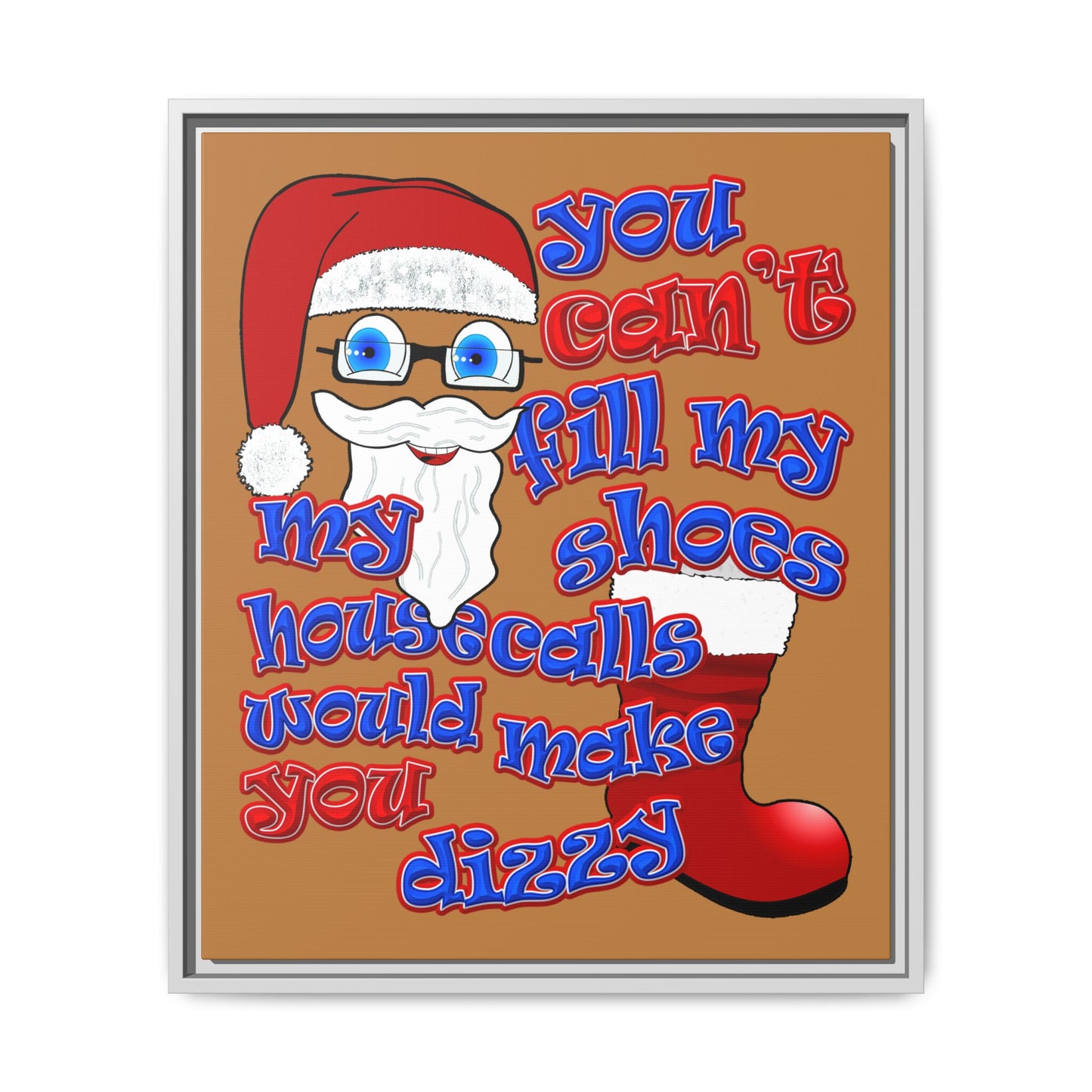 santa's shoes - framed canvas art (light brown)