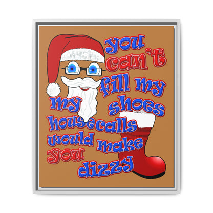 santa's shoes - framed canvas art (light brown)