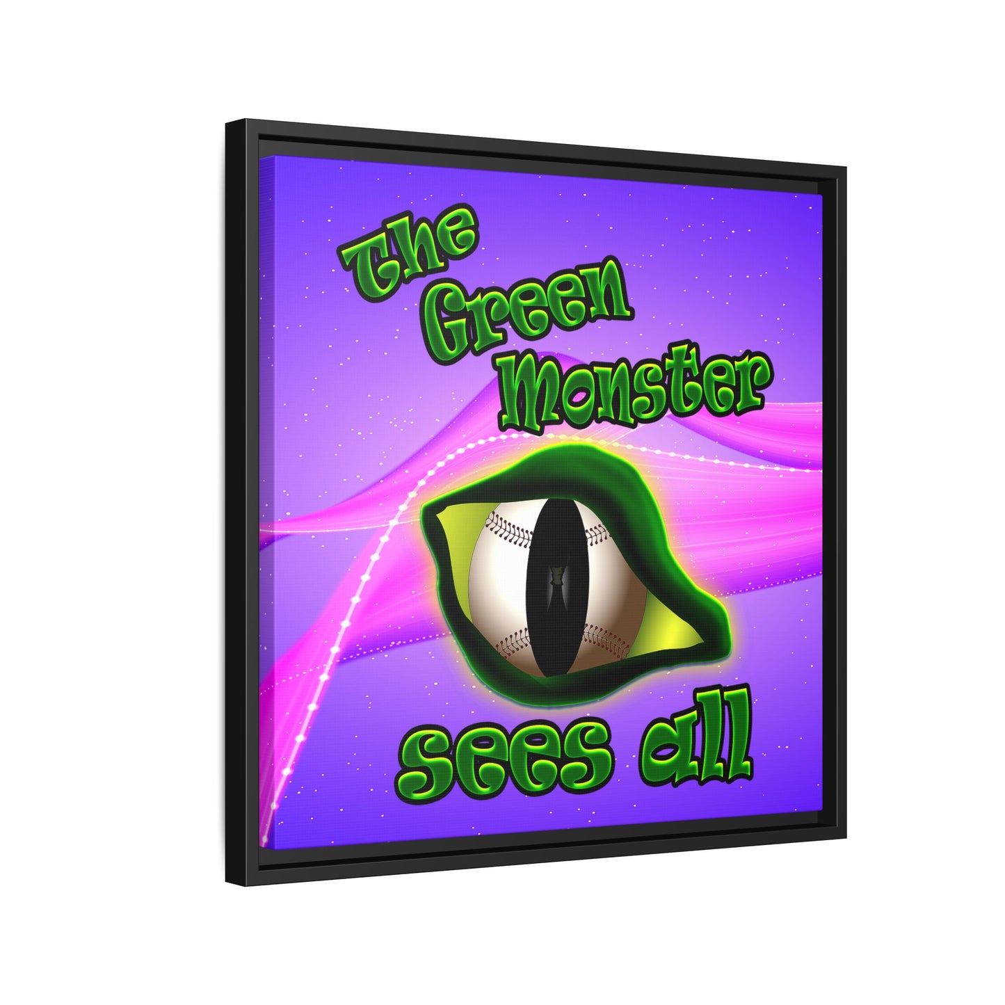 green monster - framed canvas art (purple-pink wave)