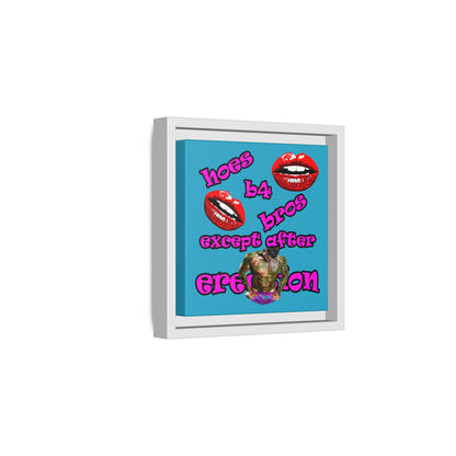 hoes b4 bros - framed canvas art (turquoise)