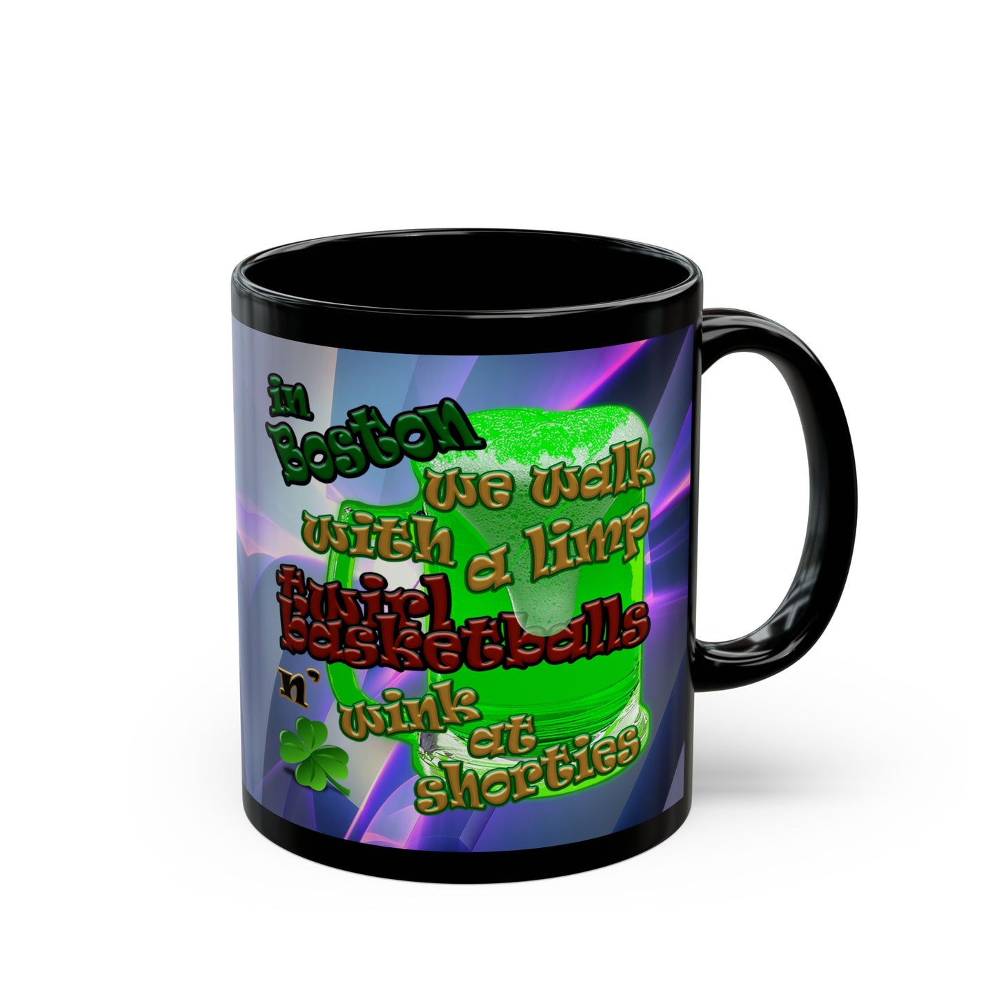 celtics logo - Black Mug (grey-pink wave)
